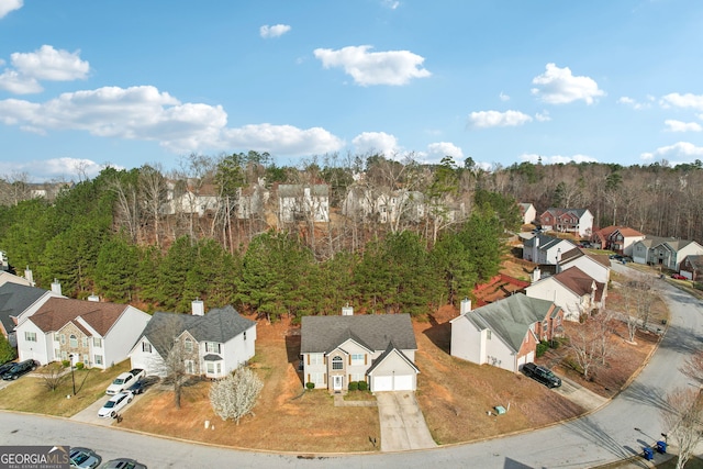 aerial view with a residential view