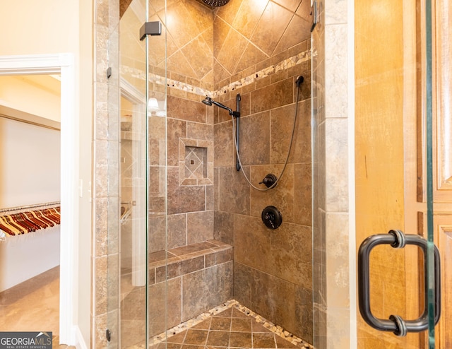 bathroom featuring a stall shower