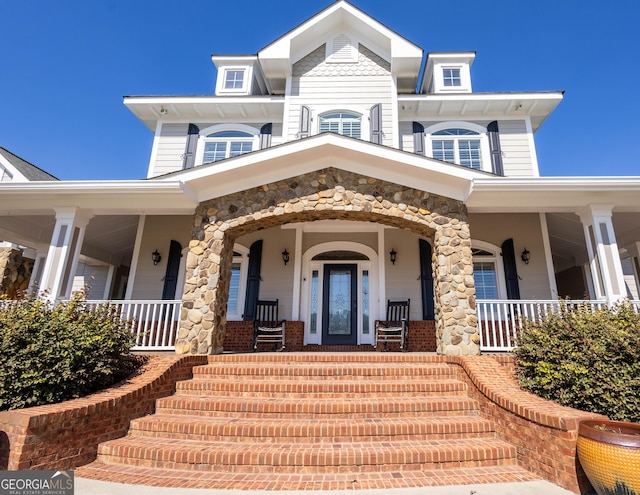 view of front of property with covered porch