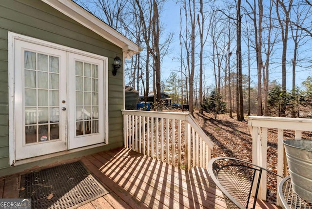 wooden deck with french doors