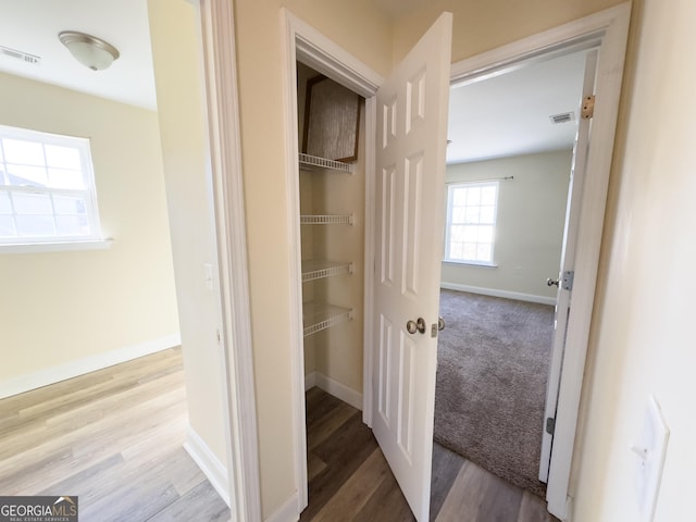 closet featuring visible vents