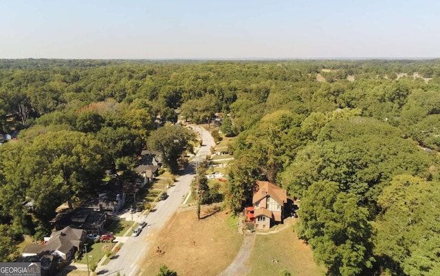 drone / aerial view with a forest view