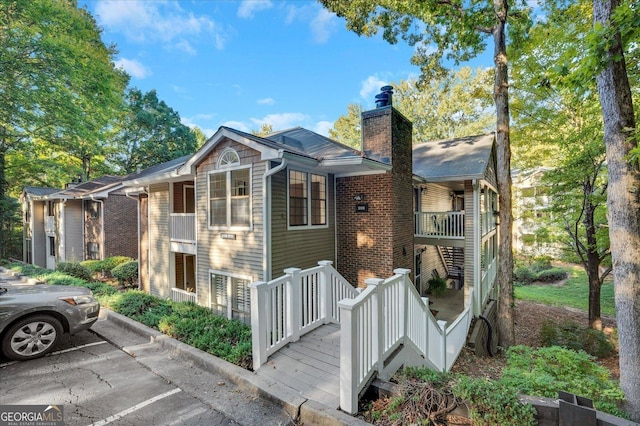 view of front of house with a chimney