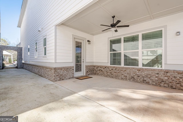 view of patio / terrace with a ceiling fan