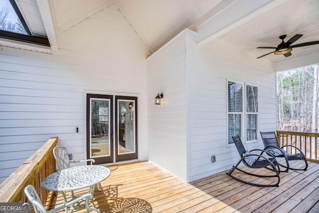 deck featuring a ceiling fan