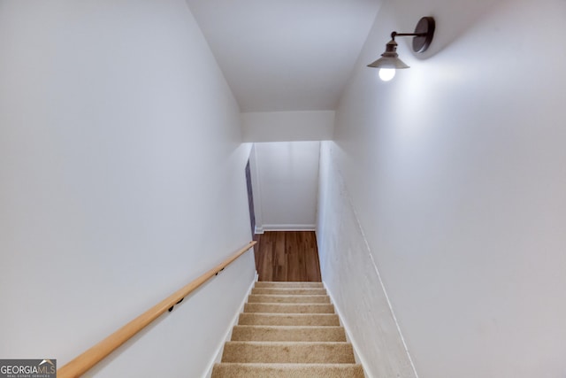 stairs with carpet flooring