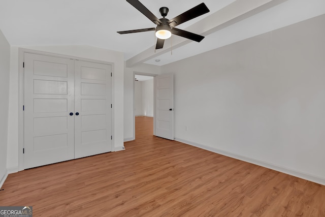 436 Tarpley Ave, Bowdon, GA 30108 - unfurnished bedroom featuring light wood-style floors, baseboards, a closet, and ceiling fan