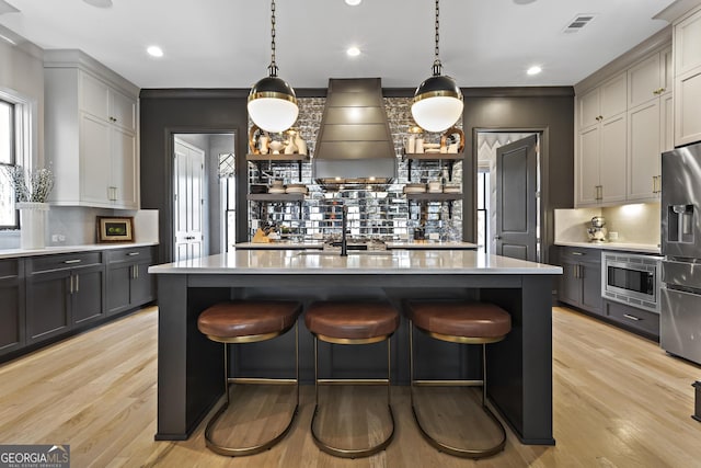 dining room with light wood-style flooring