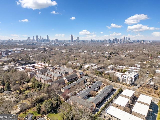 drone / aerial view with a view of city