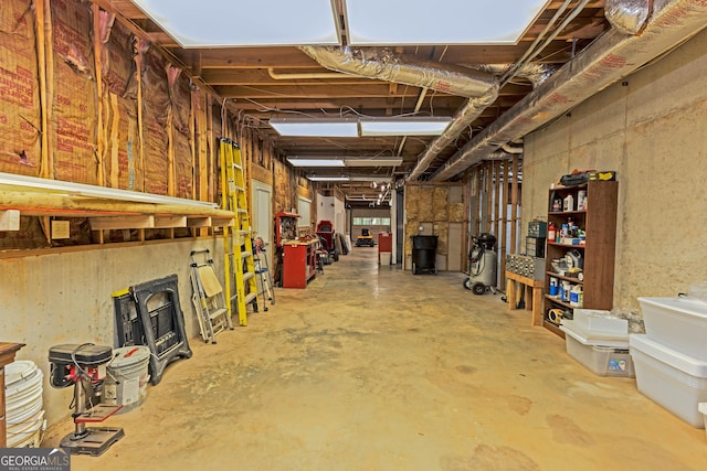 view of unfinished basement