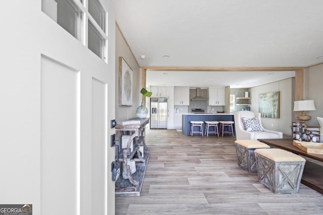 living room featuring light wood-style floors