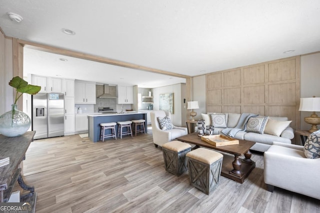 living room with light wood-style floors