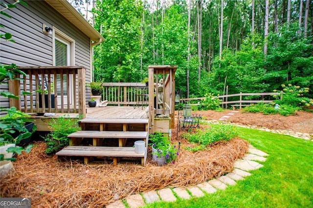 wooden terrace featuring fence