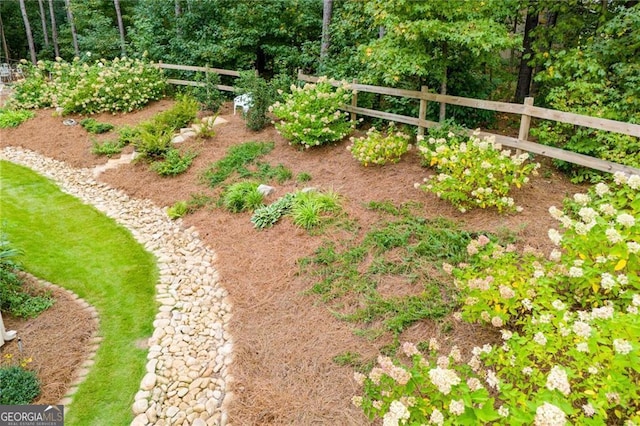 view of yard featuring fence