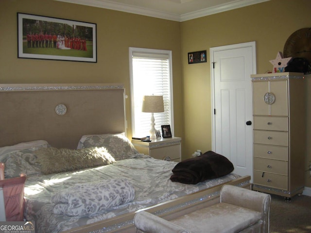 bedroom featuring crown molding