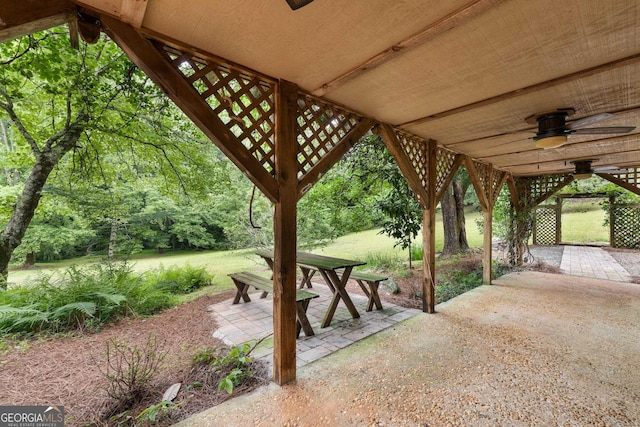 view of patio / terrace with a ceiling fan