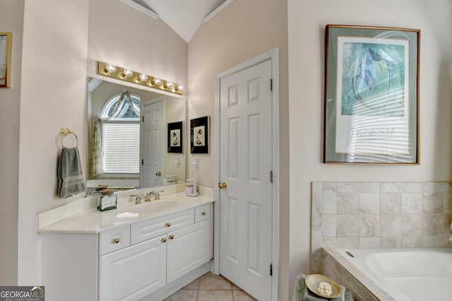 1301 Dayspring Trce, Lawrenceville, GA 30045 - full bath with a garden tub, tile patterned flooring, and vanity