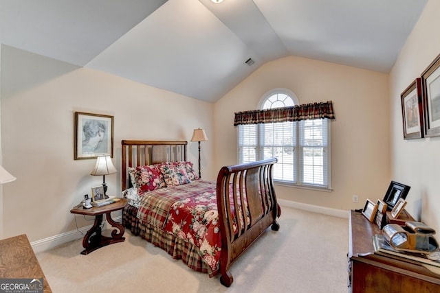 1301 Dayspring Trce, Lawrenceville, GA 30045 - bedroom featuring lofted ceiling, carpet, visible vents, and baseboards