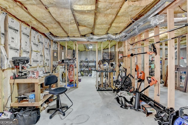 1301 Dayspring Trce, Lawrenceville, GA 30045 - unfinished basement featuring a workshop area