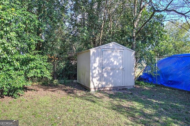 view of shed