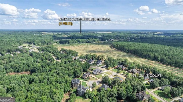 aerial view with a forest view