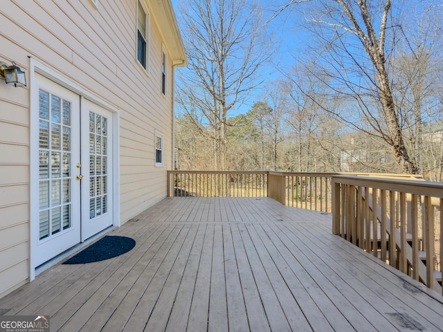 wooden terrace with french doors