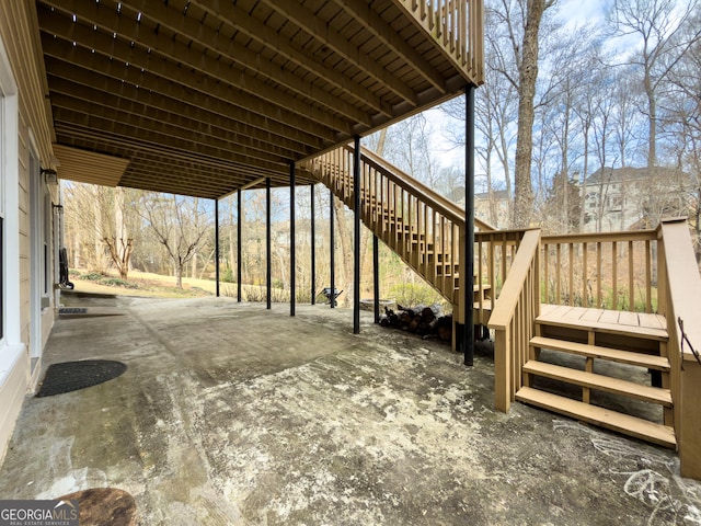 view of patio / terrace featuring stairs