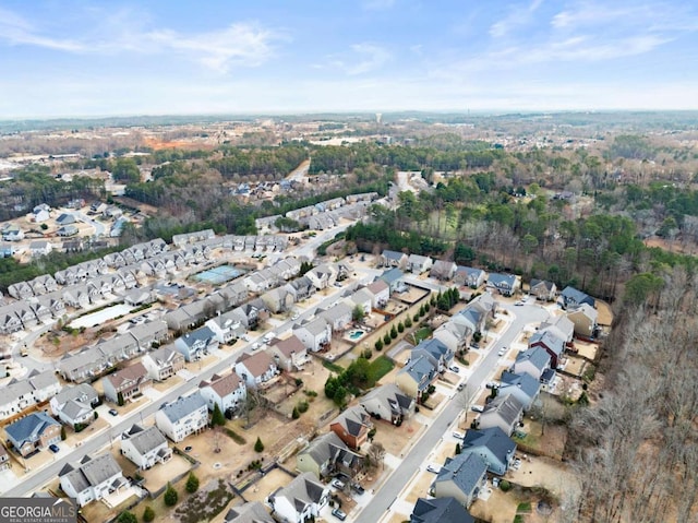 aerial view with a residential view