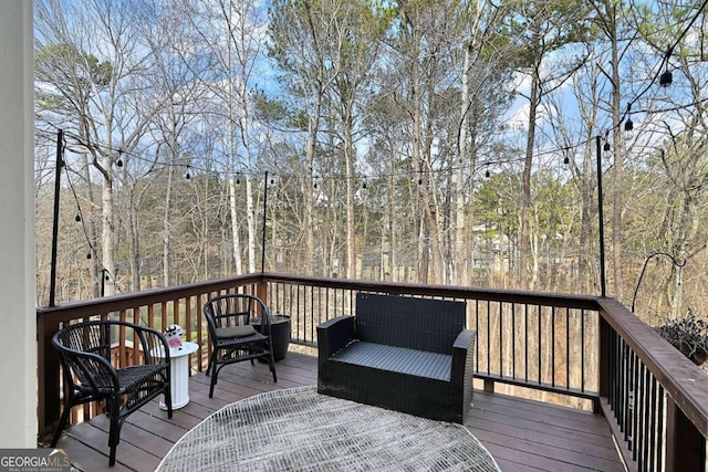 deck with a forest view