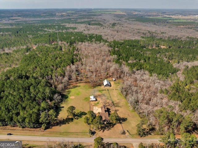 drone / aerial view with a forest view