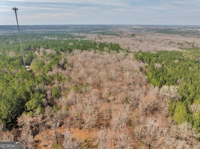 bird's eye view featuring a forest view