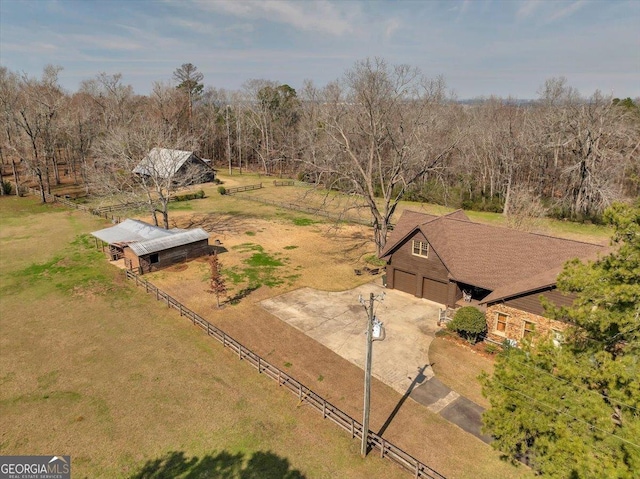 drone / aerial view with a rural view