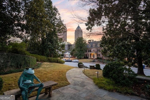 view of home's community with a lawn