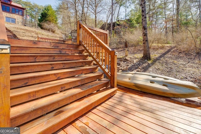 wooden deck with stairs