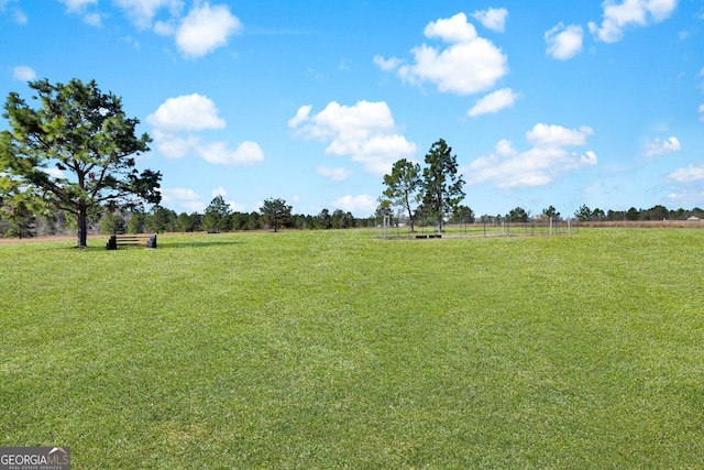 view of yard with a rural view