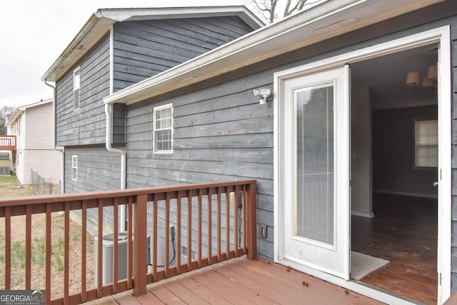 wooden terrace with central AC unit