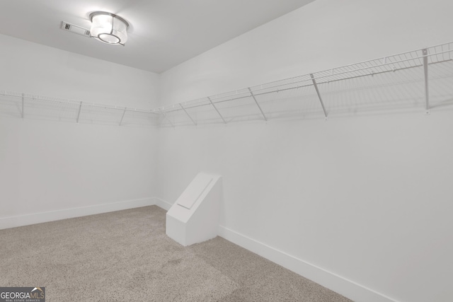 walk in closet featuring carpet floors and visible vents