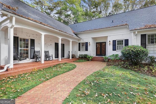 exterior space featuring covered porch