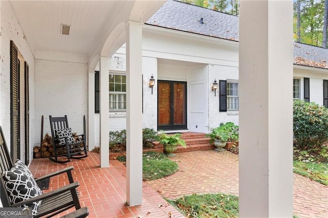 view of patio / terrace featuring french doors