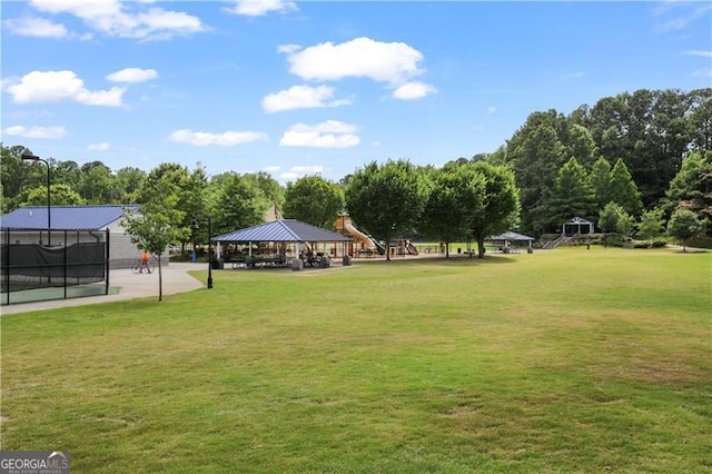 surrounding community with a gazebo, playground community, and a yard