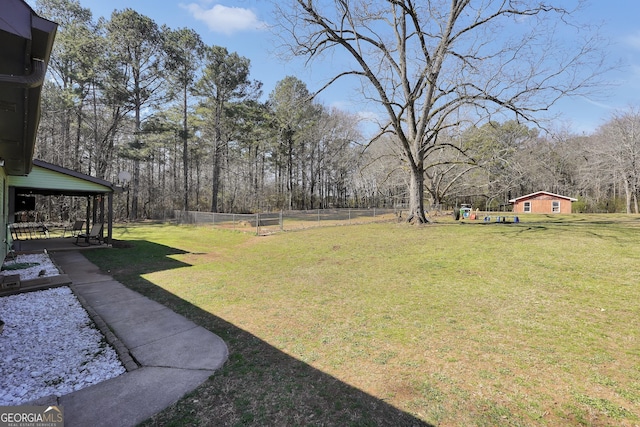 view of yard with fence