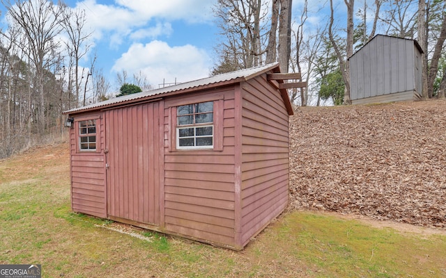 view of shed