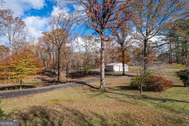 view of yard with an outbuilding