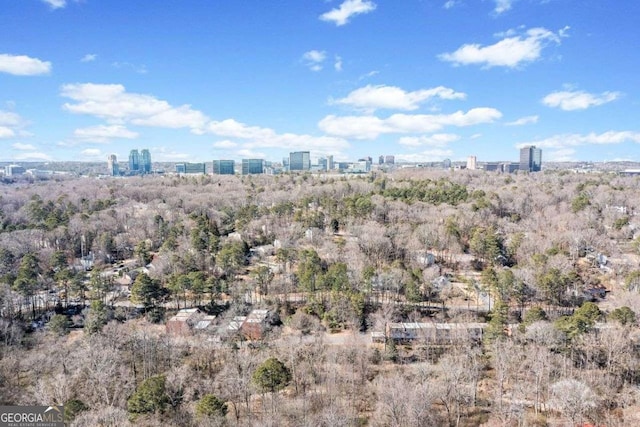 drone / aerial view with a view of city