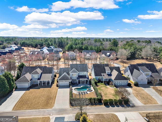 aerial view featuring a residential view