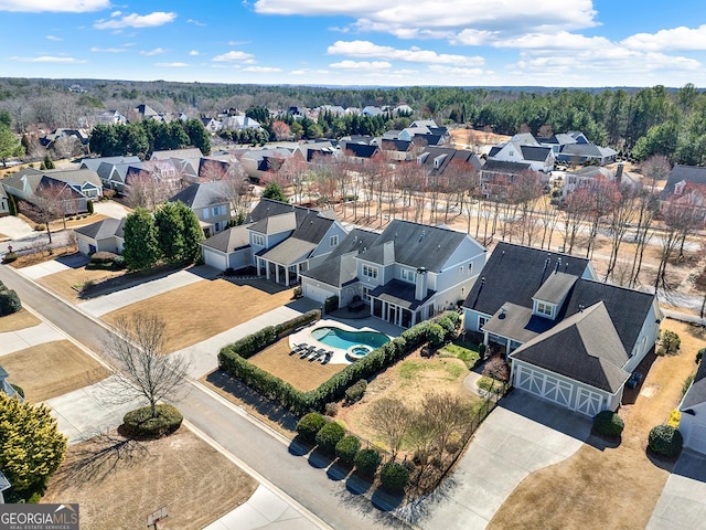 aerial view with a residential view