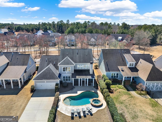 drone / aerial view featuring a residential view