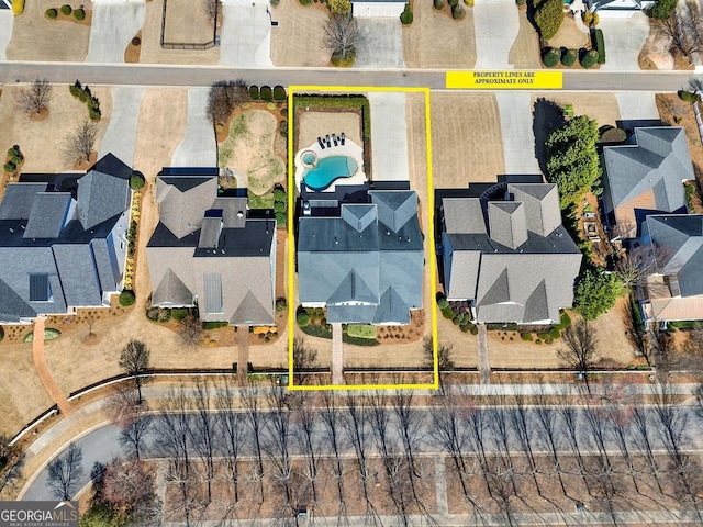 bird's eye view featuring a residential view