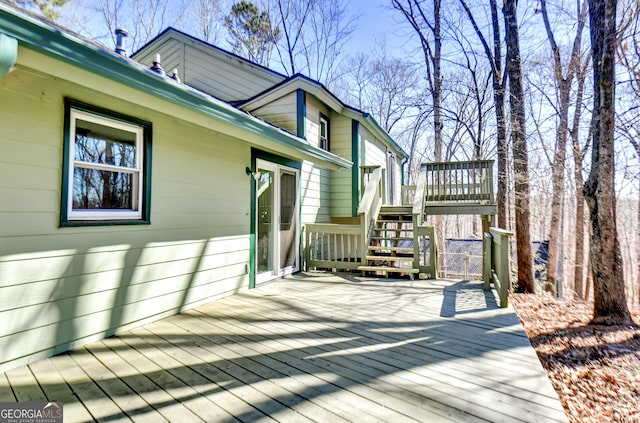 wooden deck with stairway