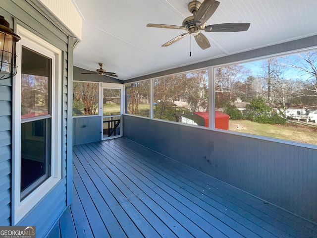 deck featuring ceiling fan